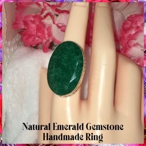 Natural Emerald Gemstone Handmade Minimalist Ring